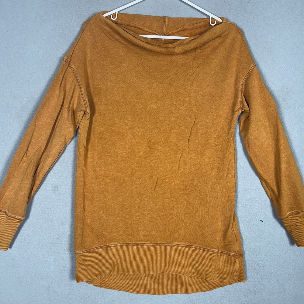 Pilcro Sweatshirt Women XS Mustard Yellow Boat Neck Pullover Long Sleeve EUC